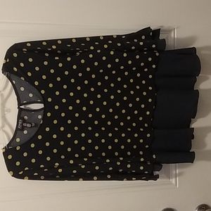 Jones New York size medium dark blue and gold Polka-dot shirt.
